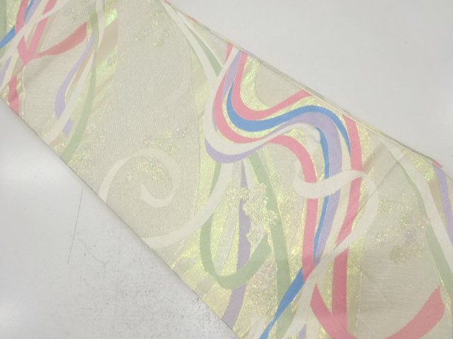 JAPANESE KIMONO / ANTIQUE FUKURO OBI / WOVEN FLOWER